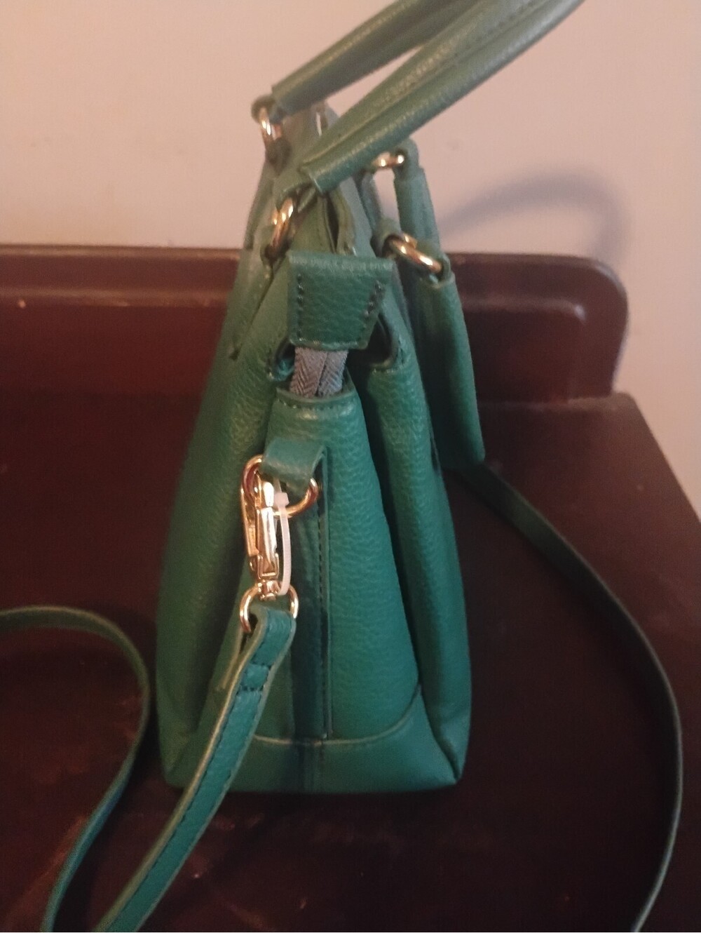 Steve Madden Green Faux Leather Structured Satchel Crossbody Bag - Picture 3 of 6